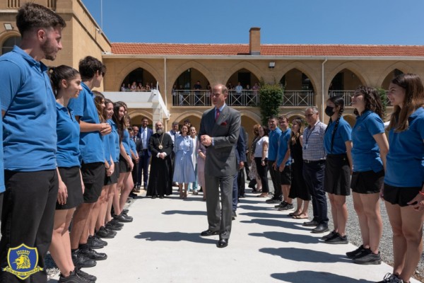 English School students and staff welcomed the Earl of Wessex during his official visit to Cyprus